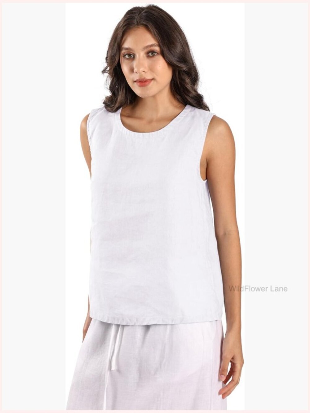 Womens Linen Tank Top Summer Casual Sleeveless Scoop Neck Blouse